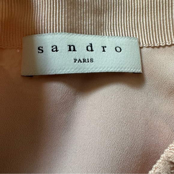 Sandro Pale Pink Pleated Detail Floral Lace Midi Skirt size 2 - Picture 11 of 14